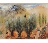 Reuven Rubin Olive Trees in the Galilee - Lienzo impreso sobre un marco de madera - Imagen perfecta para decoración de pared