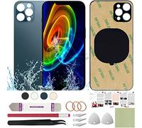 ReuWeu Cubierta Trasera de Cristal de Repuesto Compatible con iPhone 12 Pro MAX de 6.7 Pulgadas + Herramientas Profesionales (Azul pacífico)