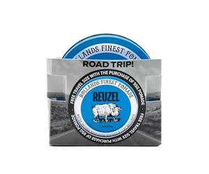 Reuzel 2026 Road Trip, Blue Strong Hold Pomade, Water Soluble for a High Shine Look with a Vanilla Scent, 95g + Free Travel Size 35g