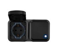 REV 0004970400 AquaStorm Socket - Interruptor A/W Combi, IP55, Montaje en Superficie Horizontal, Antracita