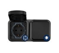 REV 0004970400 AquaStorm Socket - Interruptor A/W Combi, Toma de Pared, IP55, Montaje en Superficie Horizontal, Antracita