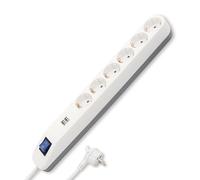REV 0014648100 Ice - Enchufe múltiple (6 enchufes y 2 USB, Cable de 1,5 m, máx. 3680 W), Color Blanco