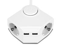 REV 0015400103 - Enchufe de Esquina con 2 enchufes USB, 150 cm, 2300 W, 16 A, Color Blanco