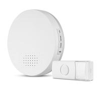 REV 0082430103 Türgong - Juego de timbre inalámbrico (100 m, 85 dB, Funkgong (3 x 1,5 V) y pulsador de timbre), color blanco