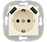 REV 0236130206 Quadro - Enchufe con 2 Puertos USB. USB: máx. 2,1 A, 5 V CC, 10,5 W, Color Crema