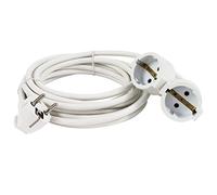 REV Alargador de 2 vías, Cable alargador con Doble Acoplamiento, 5 m para Interior, 3680 W, Color Blanco