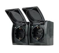 REV AquaForm - Enchufe doble para ambientes húmedos, IP44, color antracita