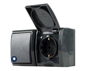 REV AquaForm - Interruptor combinado de A/W, IP44, bipolo, superficie de superficie, color antracita