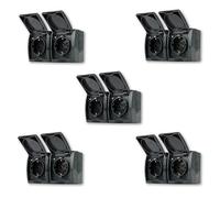 REV Juego de 5 enchufes dobles - Enchufe para ambientes húmedos AquaForm, IP44, empotrado, horizontal, antracita