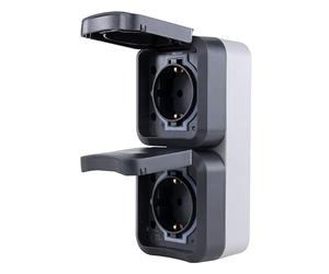 REV - AquaStorm, doble enchufe, IP55, bipolar, montaje en superficie vertical, 230 V, 16 A, antracita