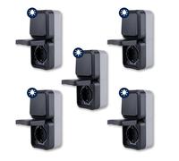 REV AquaStorm - Juego de 5 enchufes con interruptor de luz, para ambientes húmedos, IP55, vertical, 230 V, 16 A, antracita
