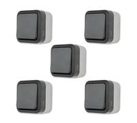 REV AquaStorm Sparset - 5 interruptores de luz para ambientes húmedos IP55, unipolo, empotrable, 230 V, 10 A, color antracita