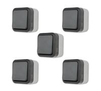 REV AquaStorm Sparset - 5 x pulsadores - Interruptor de luz para ambientes húmedos IP55, unipolo, empotrable, 230 V, 10 A, color antracita