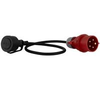 Rev Cable alargador CEE de 0,8 m, Cable CEE H07RN-F de Goma, 16 A/230 V, Conector CEE a Conector de protección de Contacto, Ideal para Camping y Exteriores, IP44, Color Negro