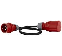 Rev Cable alargador CEE de 0,8 m, Cable CEE H07RN-F de Goma, 16 A y 32 A/400 V, Conector CEE a Conector CEE, Ideal para Camping y Exterior, IP44, Color Negro