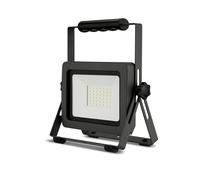 REV Foco LED para obras, 30 W, 2550 lm, IP65, 6500 K, aluminio resistente, para obras, taller y sótano, cable de goma de 2,5 m, color gris antracita y plateado