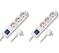 REV Ice - Regleta de 3 enchufes (1,4 m, máx. 3500 W), Color Blanco (Paquete de 2)