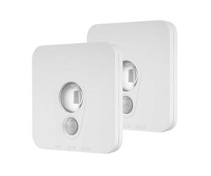 REV Juego de 2 lámparas de luz nocturna con detector de movimiento, 50 lm, regulables. Almohadilla magnética con tiras adhesivas para un fácil montaje, ideal como luz de escaleras, orientación y luz