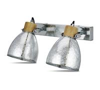 REV Lámpara de techo doble de estilo retro con casquillo E27 - Plafón orientable de metal galvanizado gris - Aplique de pared para salón, dormitorio o pasillo