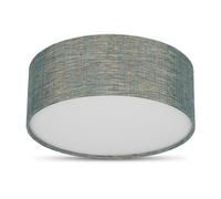 REV Lámpara de techo LED - Lampada da soffitto rotonda 30 cm con paralume in tessuto in stile vintage - ideale per camera da letto e soggiorno, verde-oro