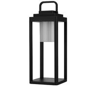 REV Lámpara LED con batería de aluminio, elegante lámpara exterior con función de atenuación, altura: 35 cm, 160 lm, 2 W, 4000 mAh, IP65, color negro