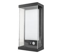 REV LUMUS 150 Lámpara solar de jardín, lámpara exterior con sensor de movimiento, aplique de pared para exterior, 150 lm, 3000 K, 2 W, IP65, negro