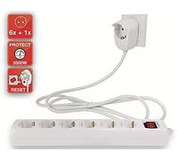 REV Multiple Socket Outlet white 6+1-fold 2m Powersplit + switch marca