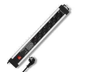 Rev Ritter SupraLine - Regleta para 6 enchufes con Filtro de Red e Interruptor (con protección contra sobretensión, 3 m, Aluminio)