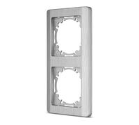 REV Serie de interruptores Nova - Marco vertical de 2 posiciones para enchufes, interruptores de luz y otros insertos, color aluminio