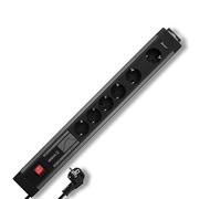 Rev SupraGuard - Regleta de 4 enchufes + 2 enchufes con Interruptor, Cable de 3,3 m, protección contra sobretensiones y Filtro de alimentación, Negro/Antracita