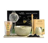 Revalinx - Kit Matcha, juego de té japonés, juego completo: batidor de bambú, cuenco cerámico, pala, portabatidos, tami, toalla - caja de regalo premium