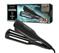 REVAMP 2 en 1 Beach & Volume Waver - Rizador de pelo para ondas con plancha profesional, cerámica y aceites Progloss, estilo con volumen u ondas suaves tipo playa para cabello corto, medio y largo