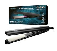REVAMP Plancha de Pelo de Cerámica Progloss Ion Shine, con Tecnología Iónica que Evita el Encrespamiento, con Aceites Suaves Progloss de Queratina, Argán y Coco, Ajustes de Calor Variables, Negra