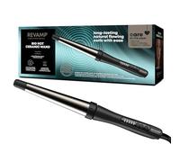 REVAMP Progloss Big Hot Wand Rizador de Pelo Cónico - Tenacilla con Barril de Cerámica Grande para Rizos Y Ondas, Calentamiento Rápido, Temperatura Regulable, Apagado Automático, Black