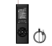 REVASRI Telémetro láser, Telémetro Láser de 40m con Pantalla Digital de 4 Líneas Retroiluminada LCD, Precisión ± 2mm, Varios Modos de Medición, Carga USB, con Cuerda Colgante