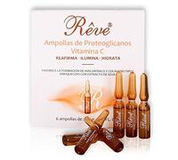 REVE Ampollas Proteoglicanos con Vitamina C - Acción reparadora, reafirmante y antioxidante - Hombre y Mujer - Día o Noche - Cosmética de Calidad, sin Parabenes - Estuche 6 Ampollas