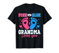 Revelación de género de Pink Blue Grandma Loves You Esperando un bebé Camiseta