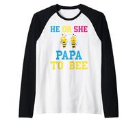 Revelación de género He Or She Papa To Bee - Fiesta de baby shower Camiseta Manga Raglan