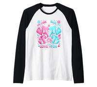 Revelación del género del Elefante «I Already You Love You» en Rosa o Azul Camiseta Manga Raglan