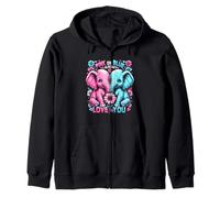 Revelación del género del Elefante «I Already You Love You» en Rosa o Azul Sudadera con Capucha
