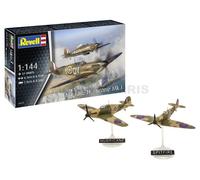 Revell 03771 Supermarine Spitfire Mk.Ia & Hawker Hurricane Mk.I - Kit de modelo de plástico sin construir/sin pintar a escala 1:144