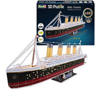 Revell 3D Puzzle- Probablemente el Barco más Famoso del Mundo, RMS Titanic con iluminación LED Descubre el Mundo en 3D, diversión para jóvenes y Mayores, Color Coloreado (00154)