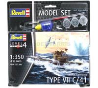 REVELL 65154 1/350 Set De Modelo Submarino Alemán Tipo VII C/41