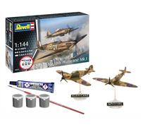 Revell 73771 Kit de iniciación Spitfire Mk.Ia y Hurricane Mk.I escala 1:144 Kit de modelo de plástico sin construir con accesorios
