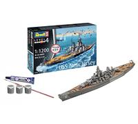 Revell 75183 Kit de iniciación Battleship USS New Jersey escala 1:1200 Kit de modelo de plástico sin construir con accesorios