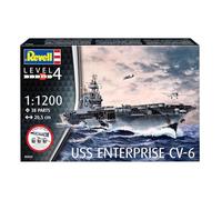 Revell 75824 Kit de inicio USS Enterprise CV-6 escala 1:1200 Kit de modelo de plástico sin construir con accesorios