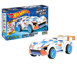 Revell- Coche de Juguete Mach Speeder 1:32 con Salto Hot Wheels Maker Kitz: Montar y Conducir, con Motor de tracción (Pull Back), Color Blanco/Naranja (50310)