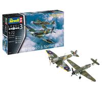 Revell- Combat Set Bf109G-10 & Spitfire Messerschmitt Accesorios, Color Plateado