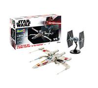 Revell- Disney Star Wars-Juego de coleccionistas con X-Wing Tie Fighter, 21,8 y 24,7 cm Accesorios, Color Plateado (06054)