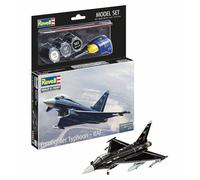 Revell Eurofighter Typhoon 63796 RAF Kit de modelismo de plástico no construido/no pintado a escala 1:144 con pegamento profesional Contacta, pincel y pinturas Aqua Color seleccionadas